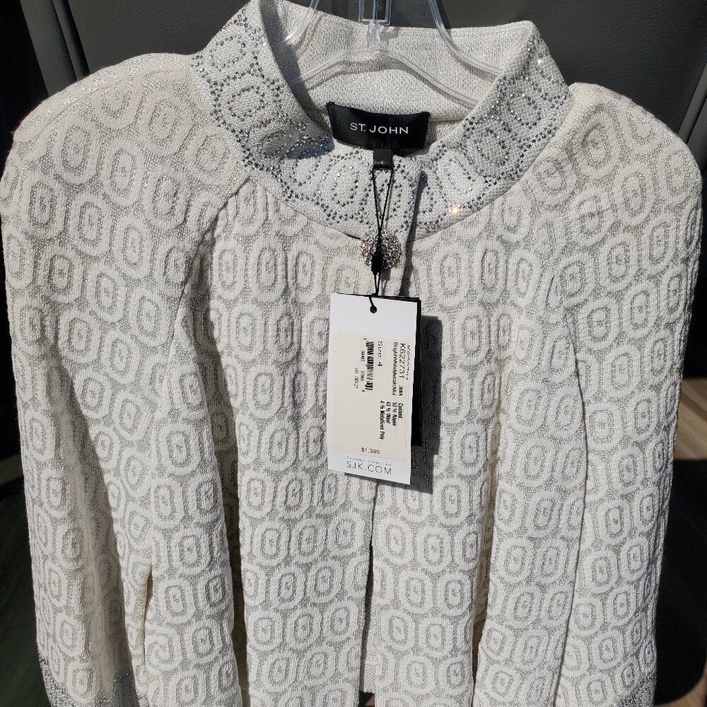 St. John Couture Cream-Silver Knit Jacket – NEVER WORN - STILL HAS TAGS